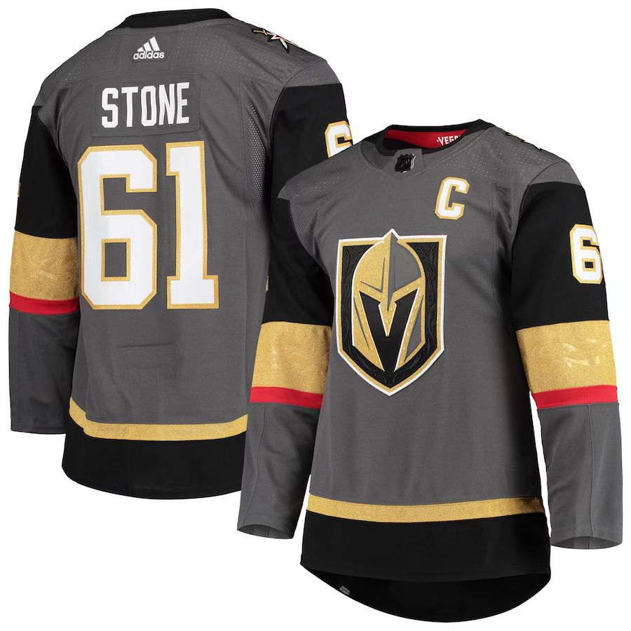 Men Vegas Golden Knights #61 Mark Stone adidas Gray Alternate Captain Patch Primegreen Authentic Pro Player NHL Jersey->more nhl jerseys->NHL Jersey